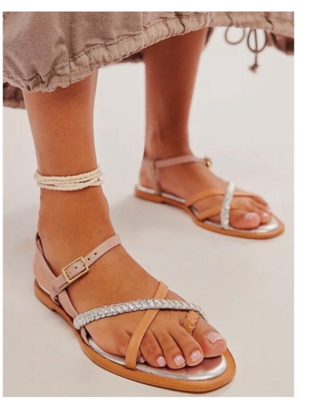 Free People Sunny Days Ankle Strap Sandals, sz 10